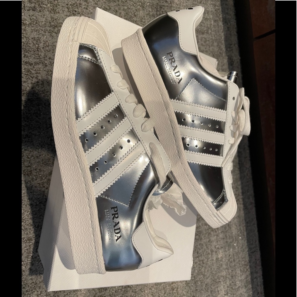 Prada X Adidas SuperStar Silver+White 6.5